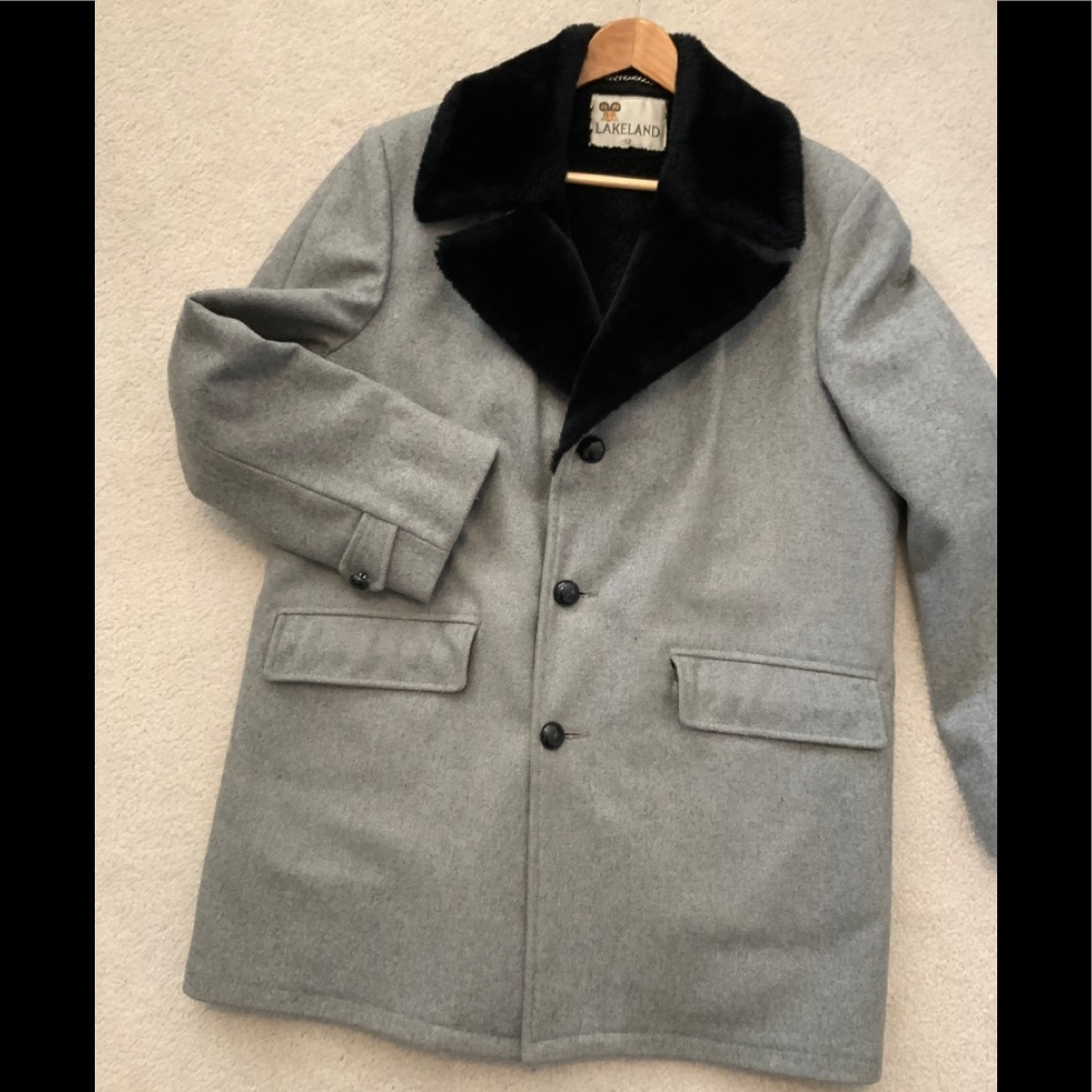 Lakeland 35” Long Wool Carcoat ,  Faux Fur collar